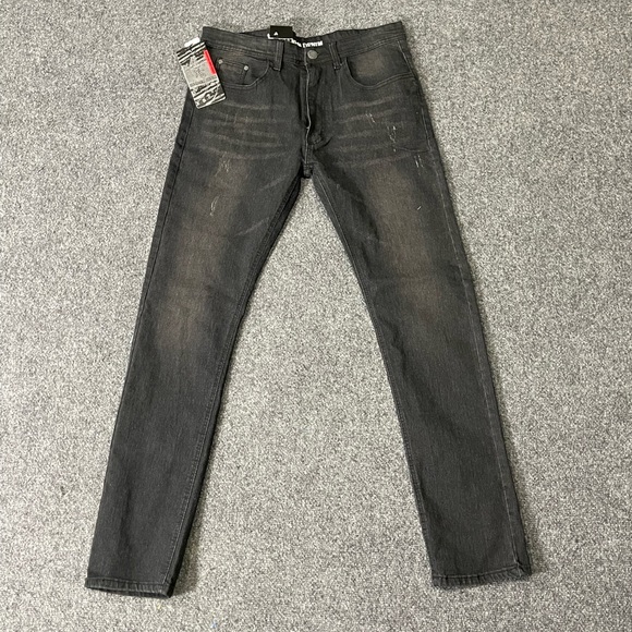 NWT Premium Denim Men's Washed Black Skinny-Fit Stretch Jeans Sz 34/32 - Picture 3 of 14